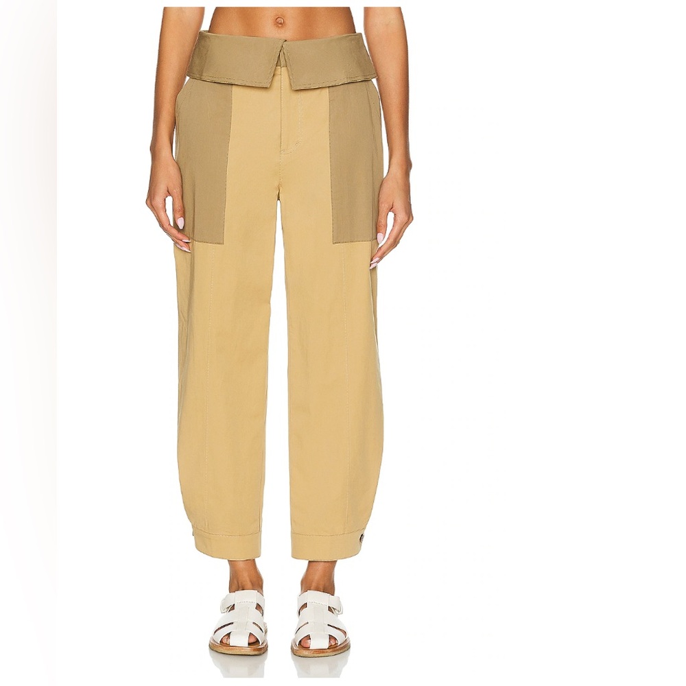 Frame Denim Two-Tone Tan Cropped Pants